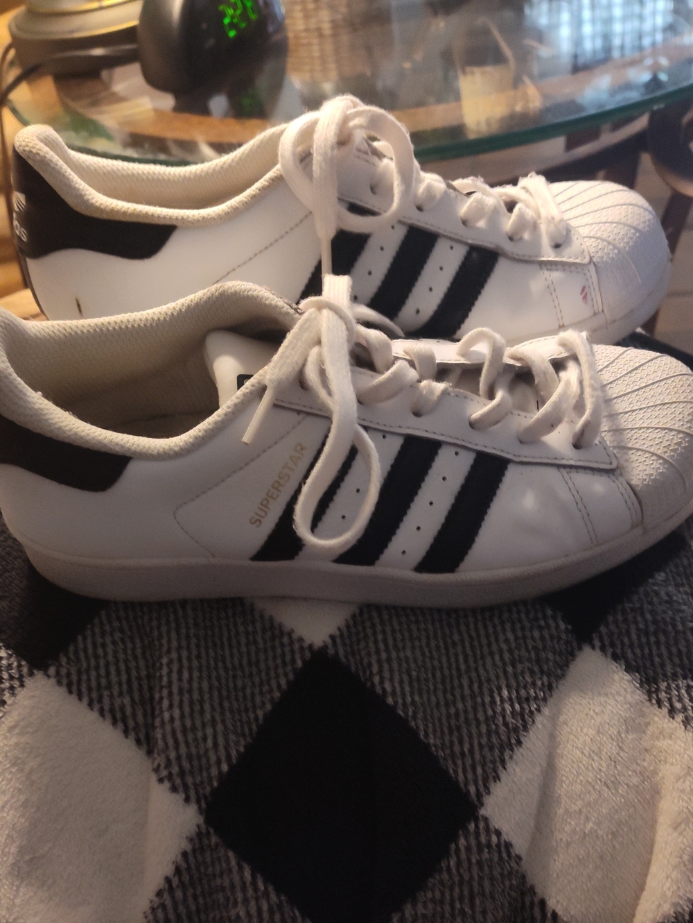 adidas Women's Ortholite White and Black Superstar Sneakers